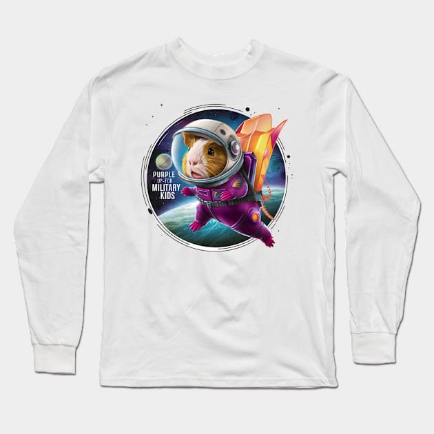 Purple up for military kids guinea pig lovers Astronaut child funny Long Sleeve T-Shirt by TRACHLUIM